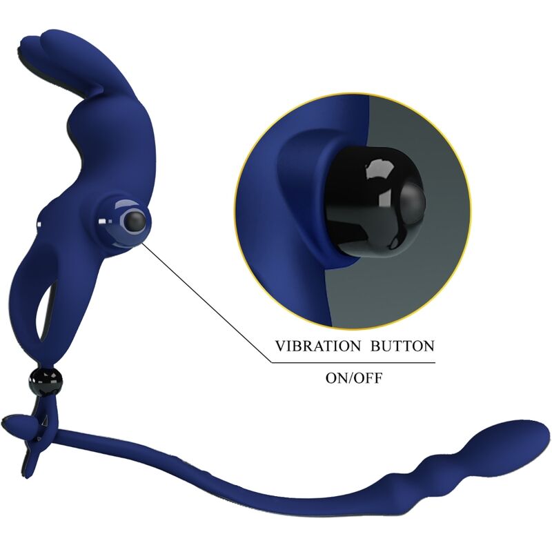 PRETTY LOVE - AYAD RABBIT VIBRATOR RING WITH PLUG BLUE - Toys "n" Us