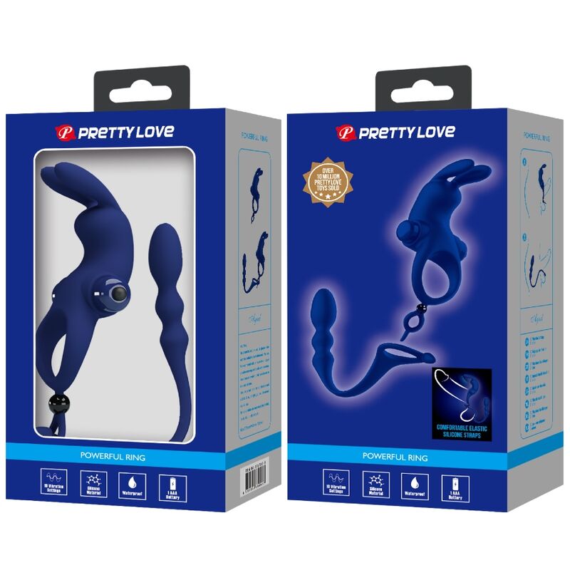 PRETTY LOVE - AYAD RABBIT VIBRATOR RING WITH PLUG BLUE - Toys "n" Us