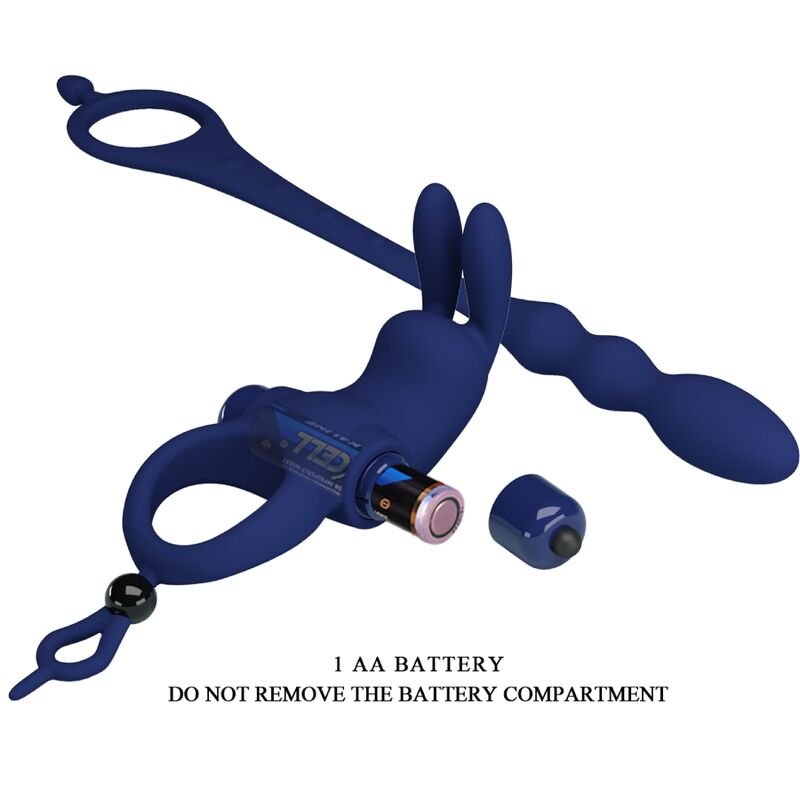 PRETTY LOVE - AYAD RABBIT VIBRATOR RING WITH PLUG BLUE - Toys "n" Us