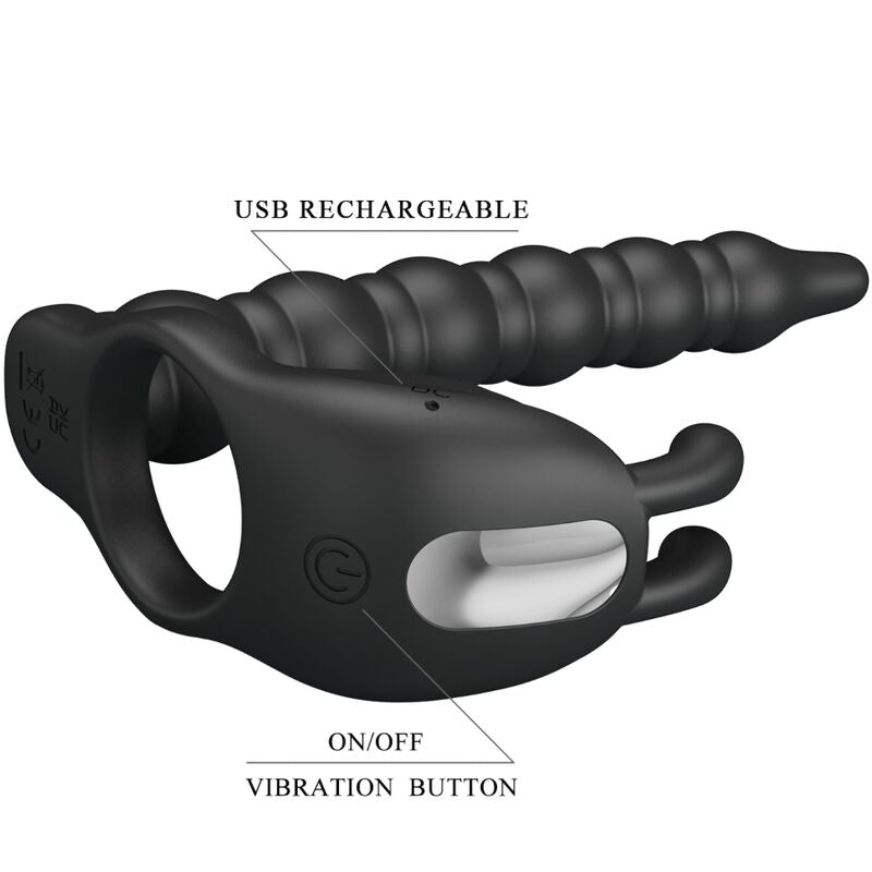 PRETTY LOVE - BLACKNEY ANÉIS PARA PÊNIS COM PLUG VIBRADOR - Toys "n" Us