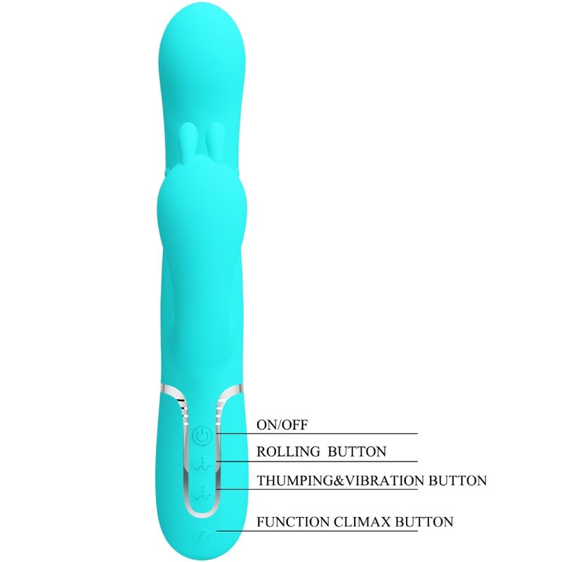PRETTY LOVE - CAMMY 4 IN 1 MULTIFUNCTION TRIPPLE RABBIT VIBRATOR BLUE - Toys "n" Us