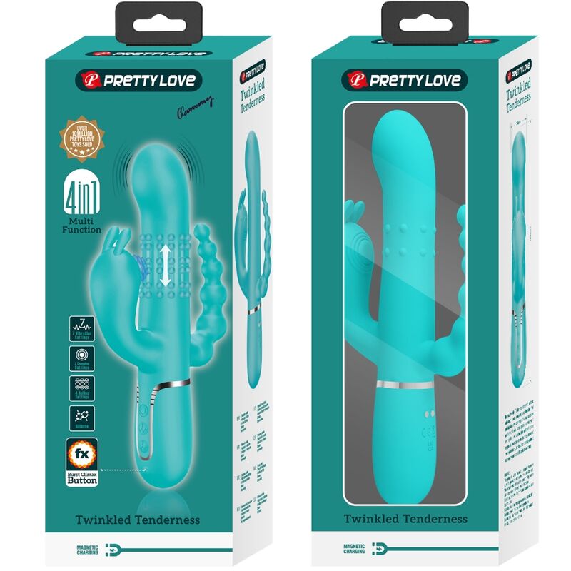 PRETTY LOVE - CAMMY 4 IN 1 MULTIFUNCTION TRIPPLE RABBIT VIBRATOR BLUE - Toys "n" Us
