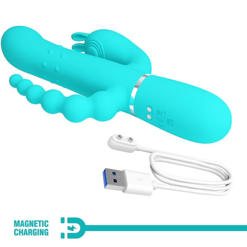 PRETTY LOVE - CAMMY 4 IN 1 MULTIFUNCTION TRIPPLE RABBIT VIBRATOR BLUE - Toys "n" Us