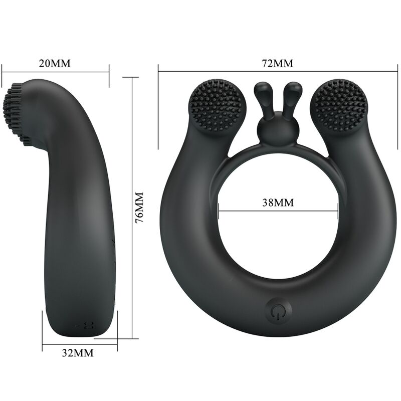PRETTY LOVE - DAHLIA VIBRATING RING + CLITORIS STIMULATOR 12 VIBRATIONS BLACK - Toys "n" Us