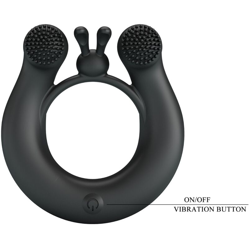 PRETTY LOVE - DAHLIA VIBRATING RING + CLITORIS STIMULATOR 12 VIBRATIONS BLACK - Toys "n" Us