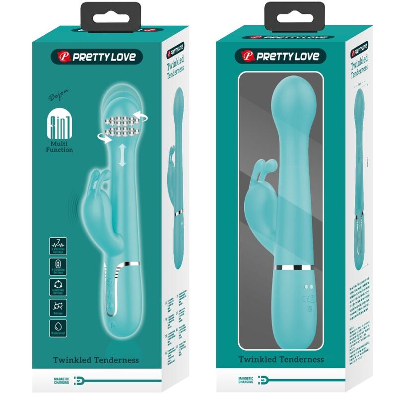 PRETTY LOVE - DEJON RABBIT VIBRATOR 3 IN 1 MULTIFUNCTION AQUA GREEN - Toys "n" Us