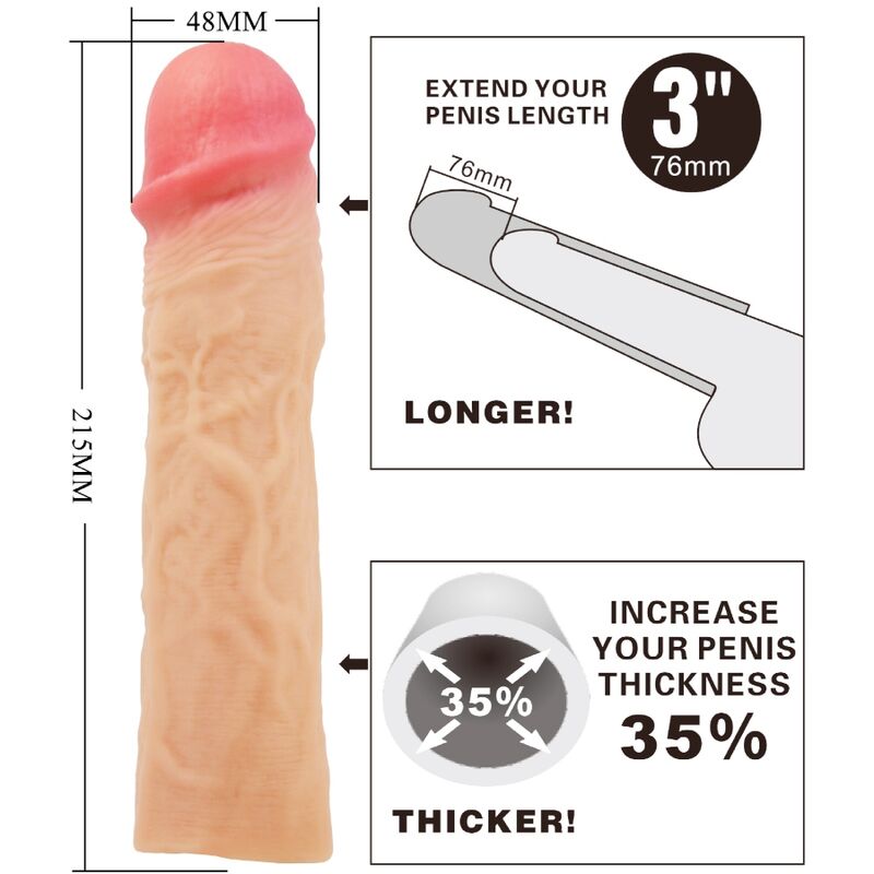 PRETTY LOVE - DEREK PENIS SLEEVE WITH 7.6 CM EXTENSION FLESH - Toys "n" Us