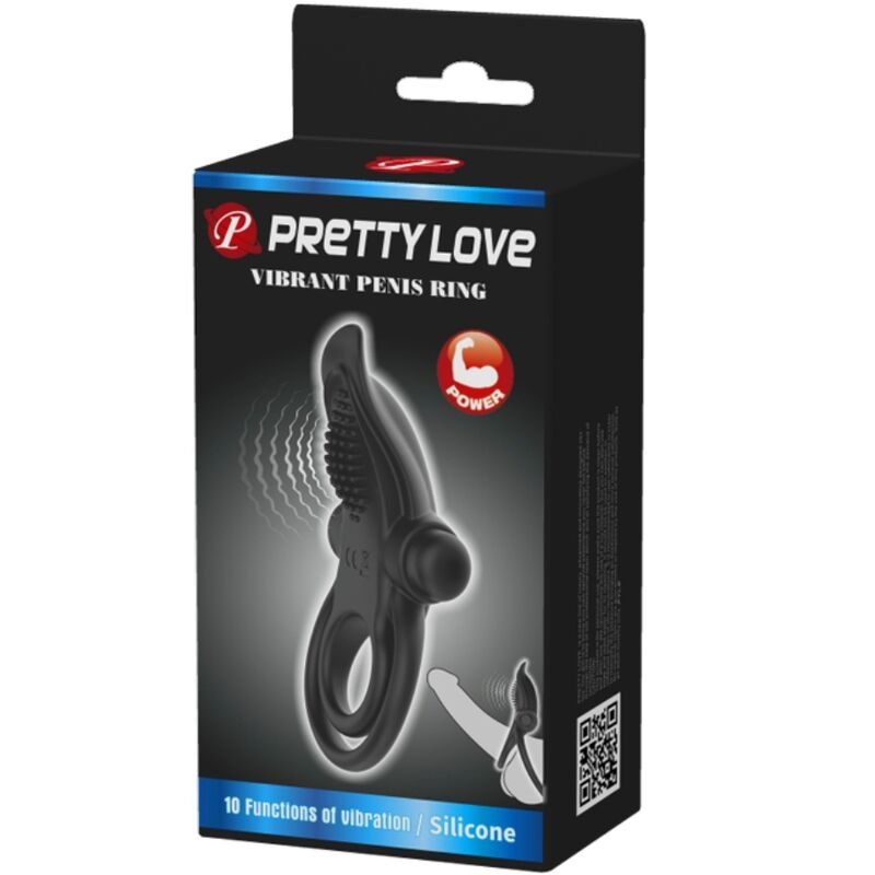 PRETTY LOVE - DOUBLE VIBRATING RING + CLITORIS STIMULATOR 10 VIBRATIONS BLACK - Toys "n" Us