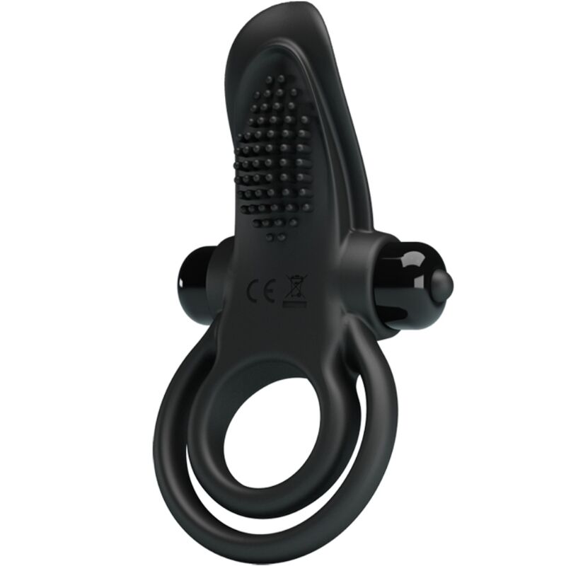 PRETTY LOVE - DOUBLE VIBRATING RING + CLITORIS STIMULATOR 10 VIBRATIONS BLACK - Toys "n" Us