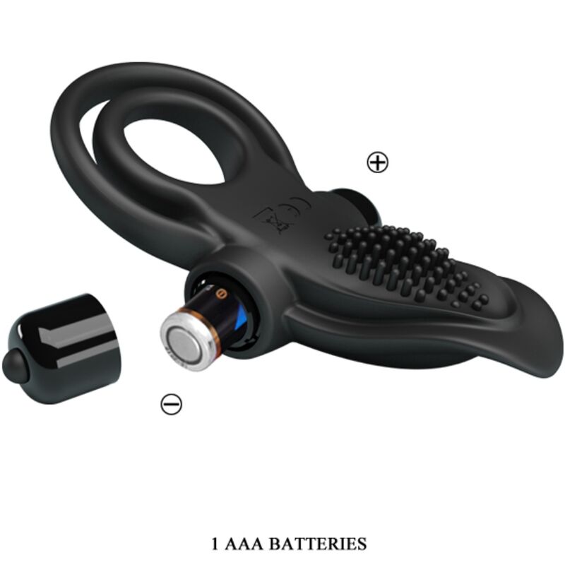 PRETTY LOVE - DOUBLE VIBRATING RING + CLITORIS STIMULATOR 10 VIBRATIONS BLACK - Toys "n" Us