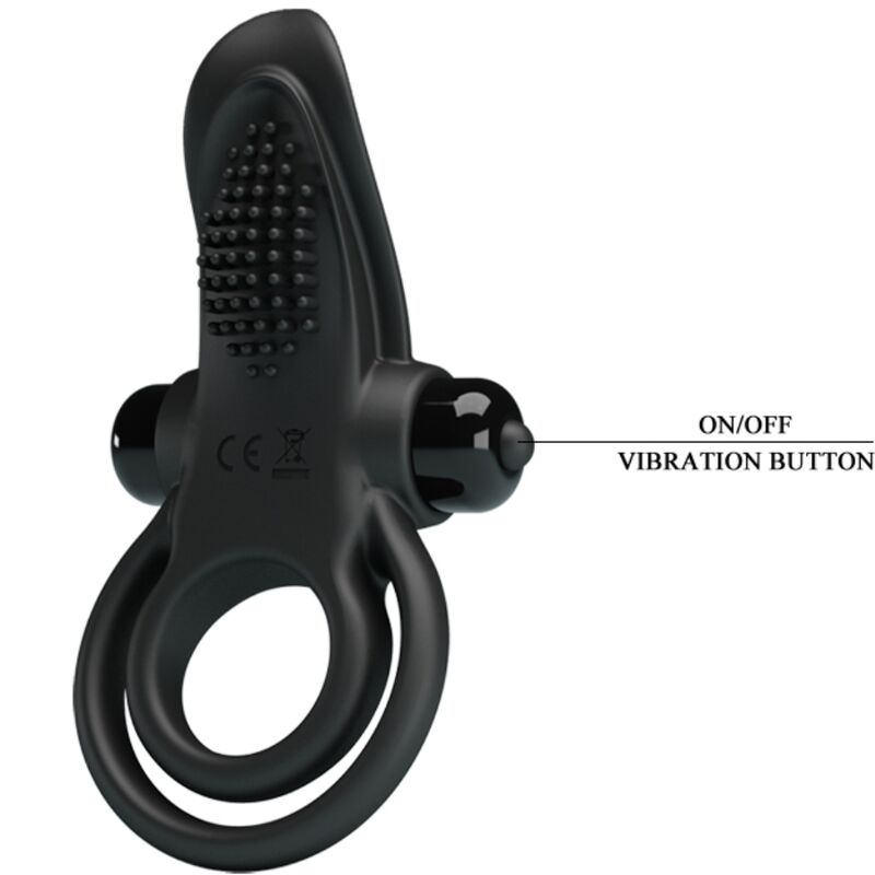 PRETTY LOVE - DOUBLE VIBRATING RING + CLITORIS STIMULATOR 10 VIBRATIONS BLACK - Toys "n" Us
