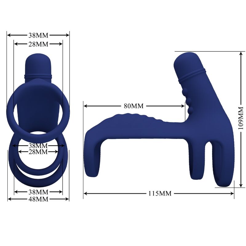 PRETTY LOVE - ELISH VIBRATING RING WITH EXTENSION BLUE - Toys "n" Us