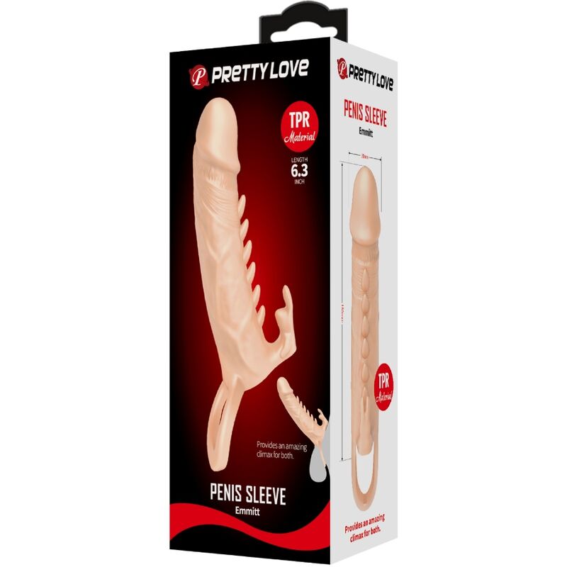 PRETTY LOVE - EMMIT PENIS SLEEVE + CLITORIS STIMULATOR FLESH - Toys "n" Us