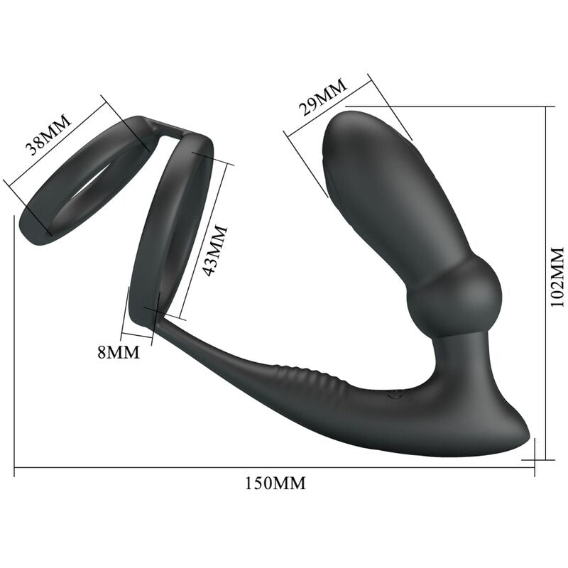 PRETTY LOVE - EMONI PENIS RING + ANAL PLUG 12 VIBRATIONS BLACK - Toys "n" Us
