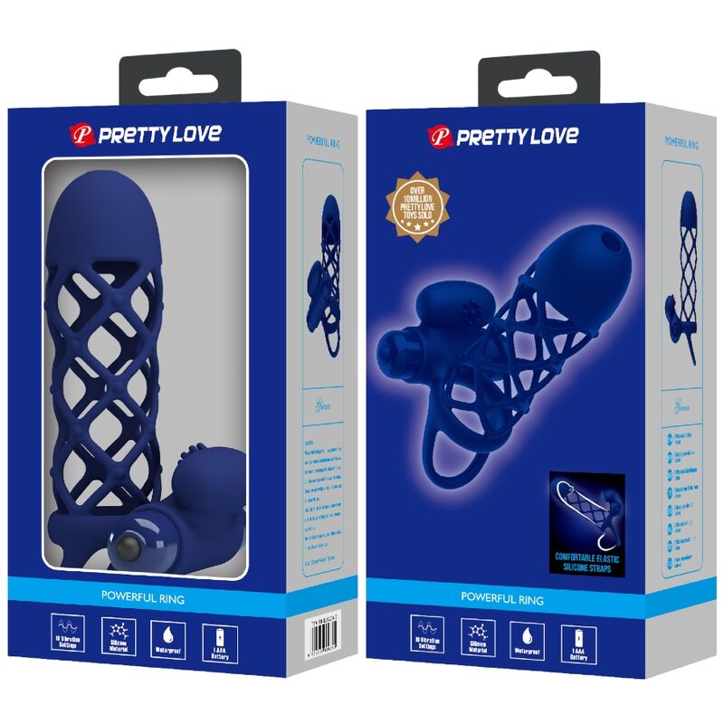 PRETTY LOVE - GIANN VIBRATOR RING WITH SILICONE SHEATH BLUE - Toys "n" Us