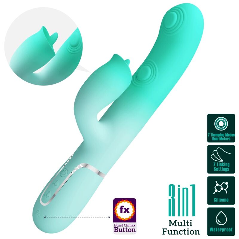 PRETTY LOVE - GIGI MULTIFUNCTION RABBIT VIBRATOR AQUA GREEN - Toys "n" Us