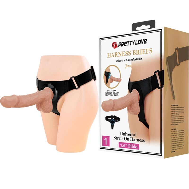 PRETTY LOVE - HARNESS BRIEFS UNIVERSAL HARNESS WITH DILDO JERRY 21.8 CM NATURAL - Toys "n" Us
