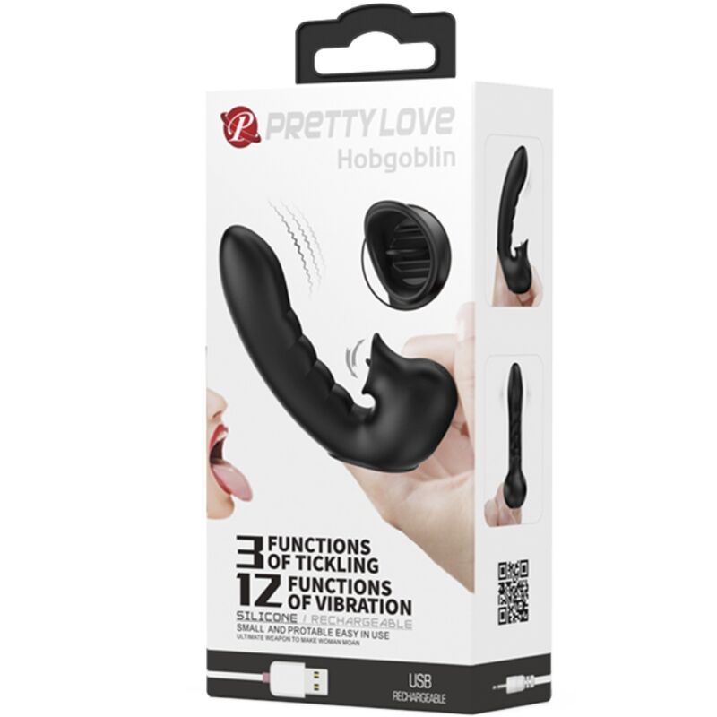 PRETTY LOVE - HOBGOBLIN VIBRATING FINGER CASE 12 VIBRATIONS + CLITORIS STIMULATOR BLACK - Toys "n" Us