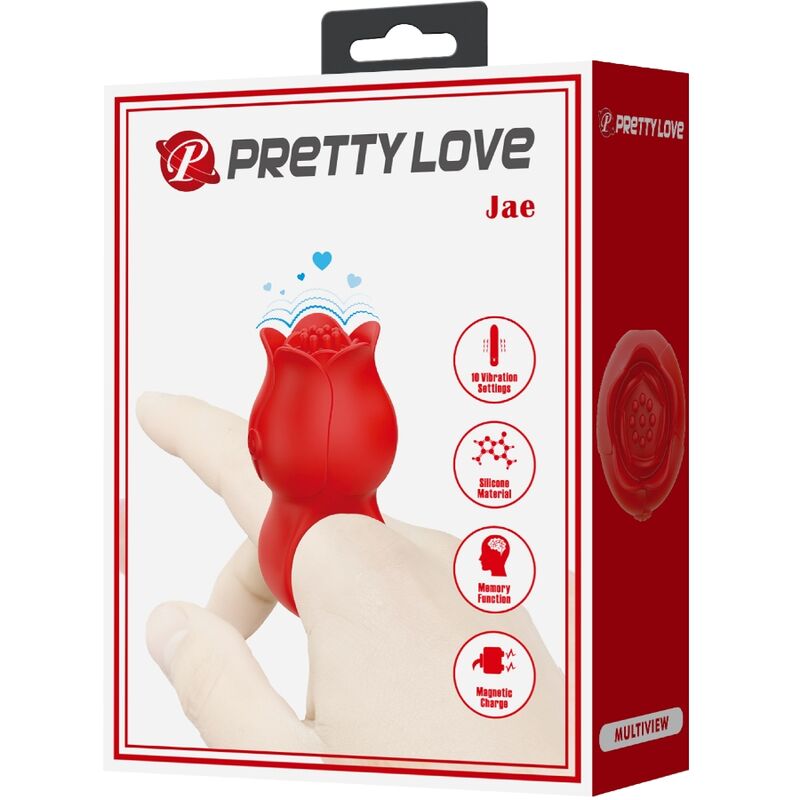 PRETTY LOVE - JAE ROSE SHAPED FINGER VIBRATOR 10 VIBRATIONS RED - Toys "n" Us