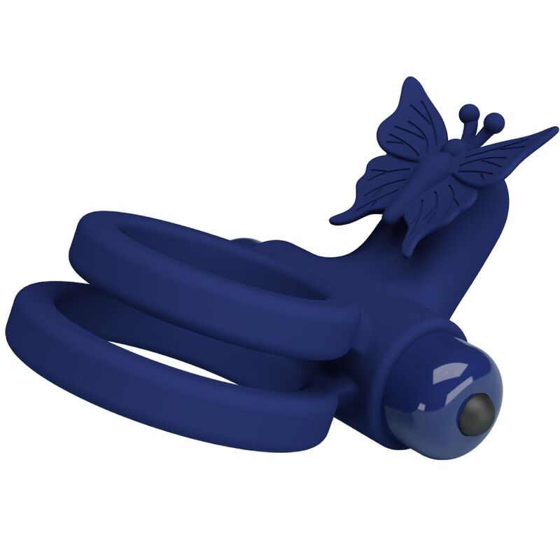 PRETTY LOVE - JAMELE DOUBLE RING WITH VIBRATION & BUTTERFLY STIMULATOR BLUE - Toys "n" Us