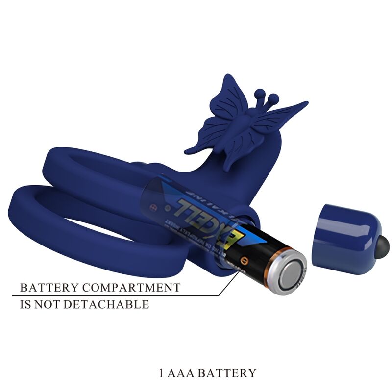 PRETTY LOVE - JAMELE DOUBLE RING WITH VIBRATION & BUTTERFLY STIMULATOR BLUE - Toys "n" Us