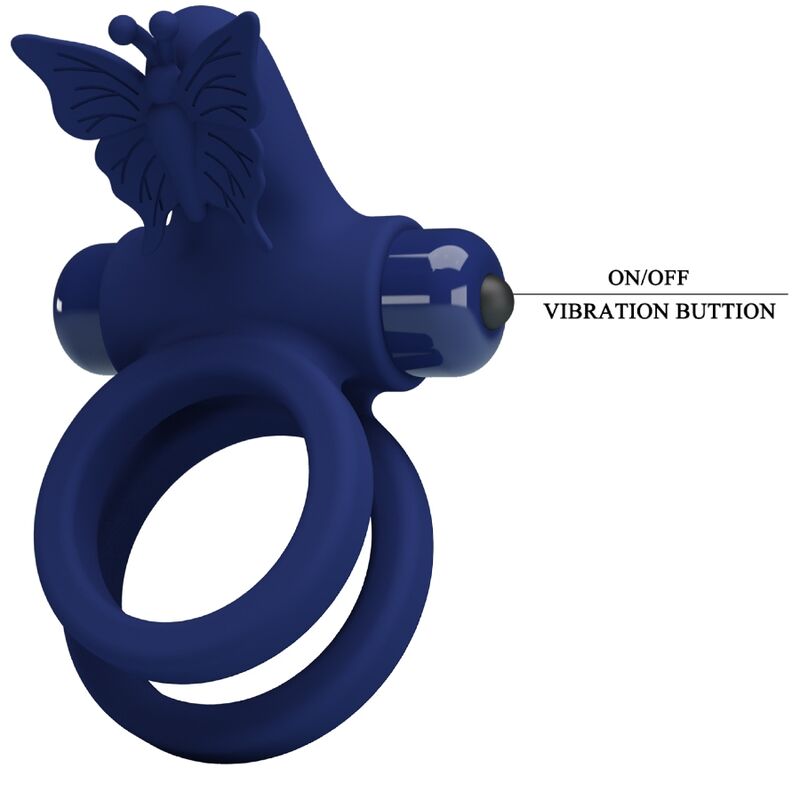 PRETTY LOVE - JAMELE DOUBLE RING WITH VIBRATION & BUTTERFLY STIMULATOR BLUE - Toys "n" Us