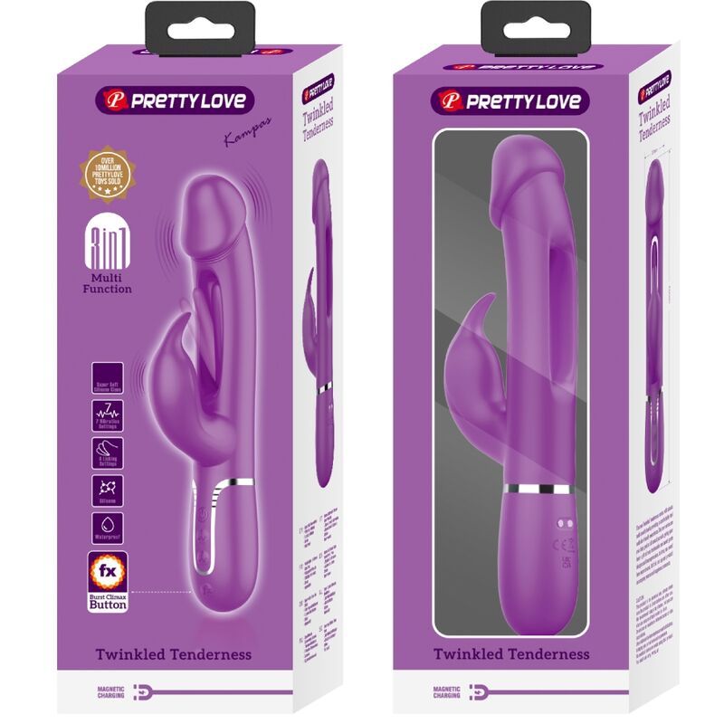 PRETTY LOVE - KAMPAS 3 IN 1 MULTIFUNCTION RABBIT VIBRATOR PURPLE - Toys "n" Us