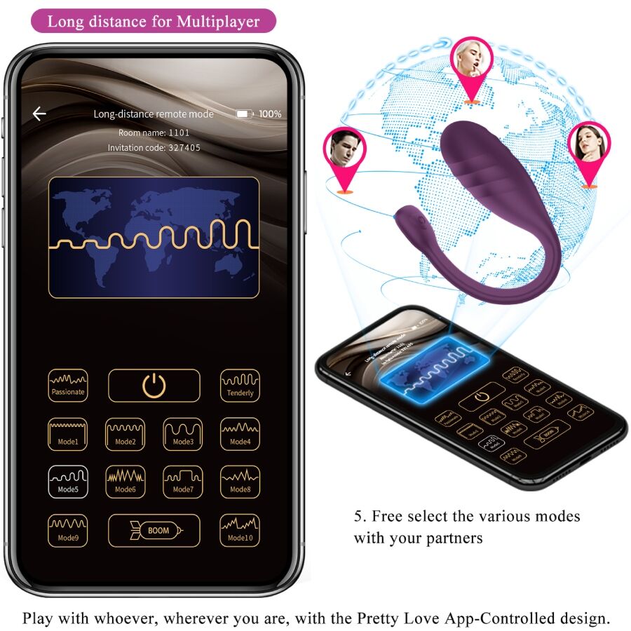 PRETTY LOVE - LEVIATHAN APP CONTROLLED VIBRATOR PURPLE - Toys "n" Us