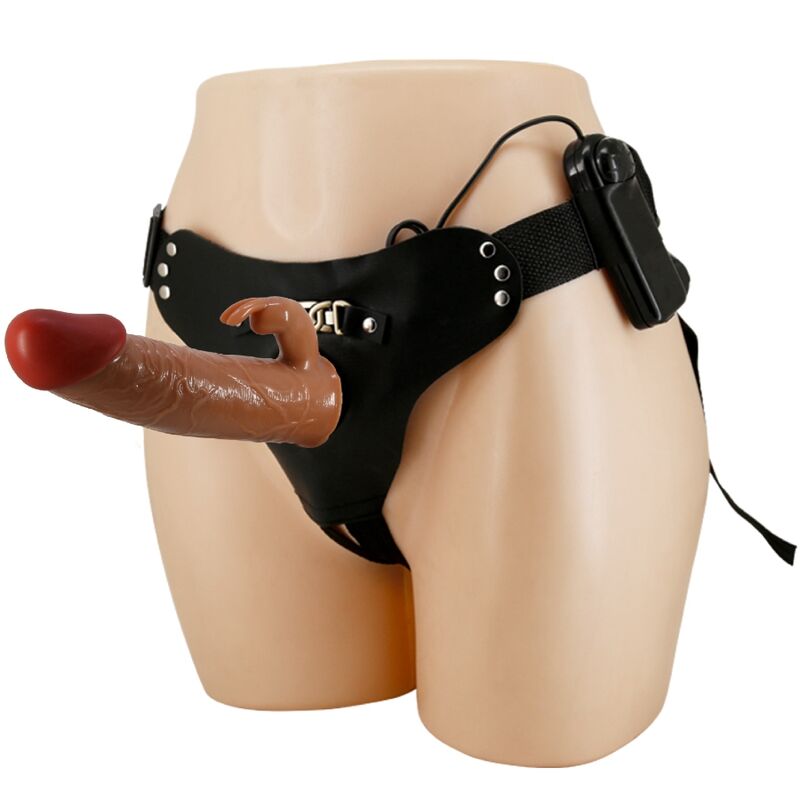 PRETTY LOVE - MARION HARNESS UNIVERSAL BRIEFS WITH VIBRATION DILDO 19 CM BROWN - Toys "n" Us