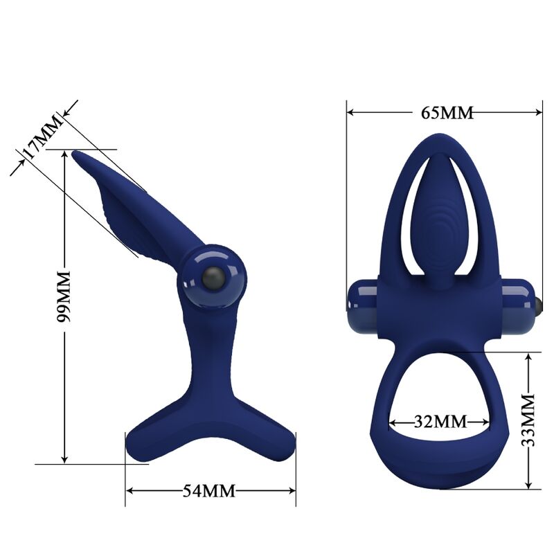 PRETTY LOVE - MAT DOUBLE RING WITH VIBRATION & STIMULATOR BLUE - Toys "n" Us