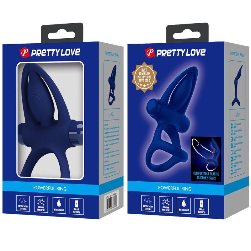 PRETTY LOVE - MAT DOUBLE RING WITH VIBRATION & STIMULATOR BLUE - Toys "n" Us