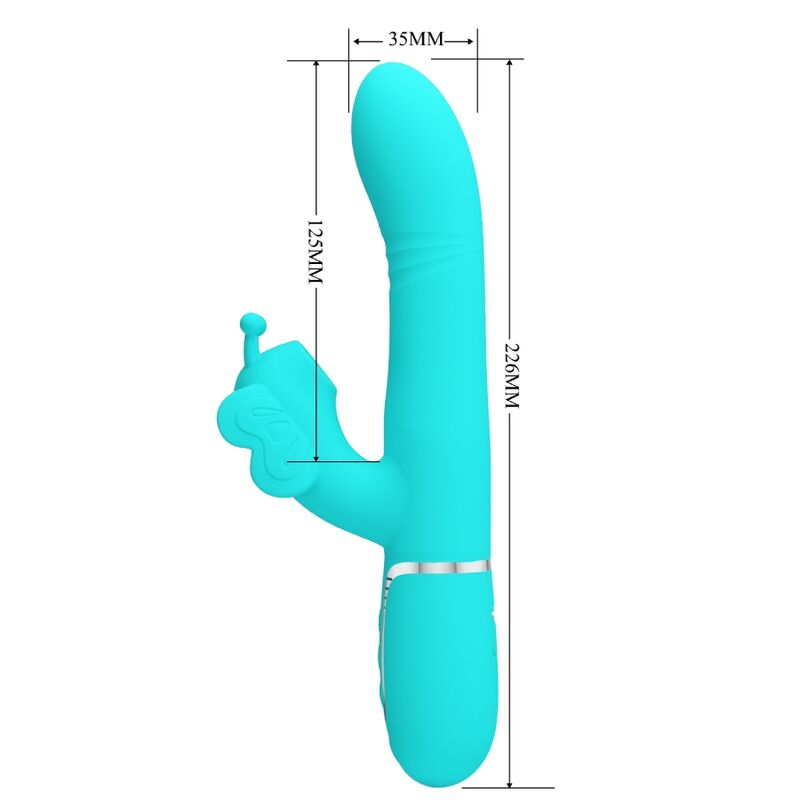 PRETTY LOVE - MULTIFUNCTION RABBIT VIBRATOR 4 IN 1 BUTTERFLY AQUA GREEN - Toys "n" Us
