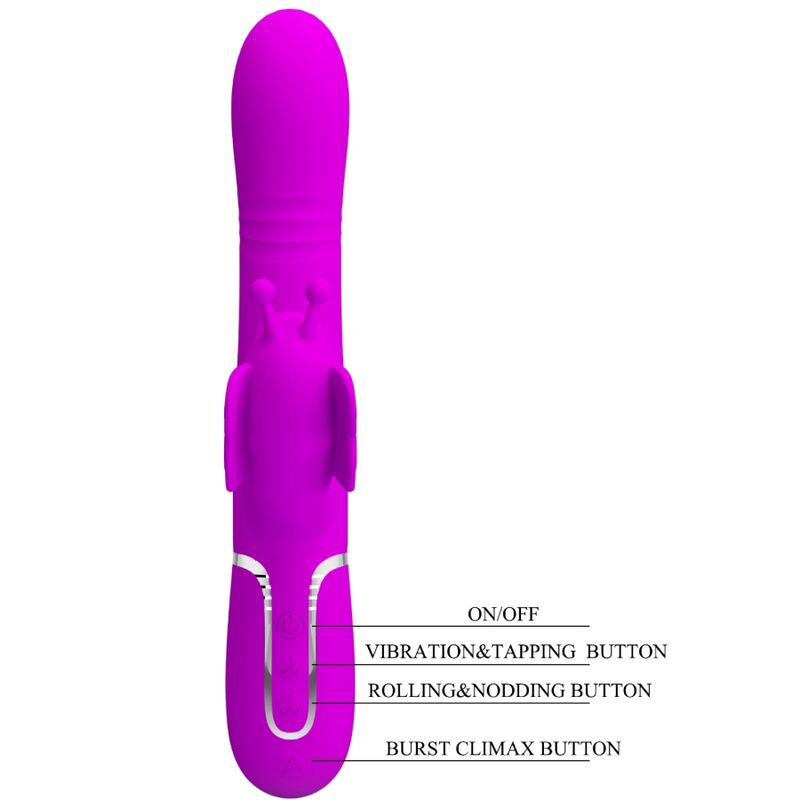 PRETTY LOVE - MULTIFUNCTION RABBIT VIBRATOR 4 IN 1 BUTTERFLY FUCHSIA - Toys "n" Us