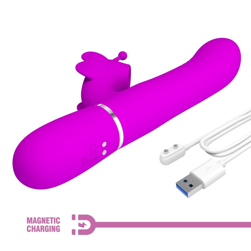 PRETTY LOVE - MULTIFUNCTION RABBIT VIBRATOR 4 IN 1 BUTTERFLY FUCHSIA - Toys "n" Us