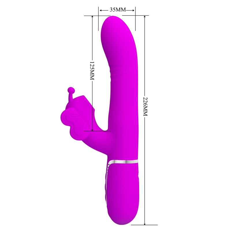 PRETTY LOVE - MULTIFUNCTION RABBIT VIBRATOR 4 IN 1 BUTTERFLY FUCHSIA - Toys "n" Us