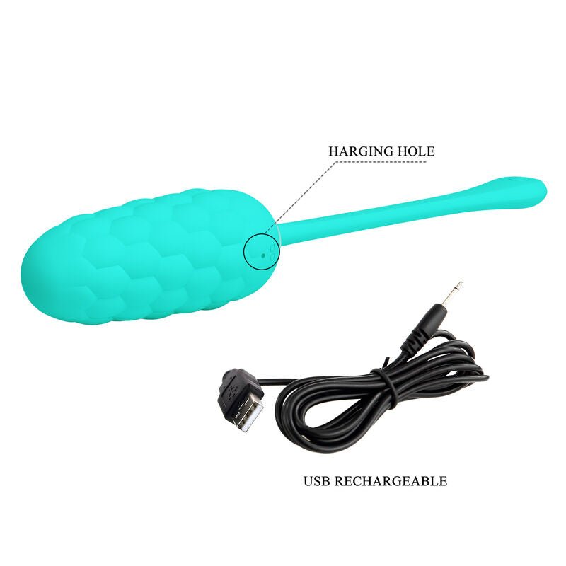 PRETTY LOVE - OVO VIBRANTE COM TEXTURA MARINHA RECARREGVEL AQUA GREEN - Toys "n" Us