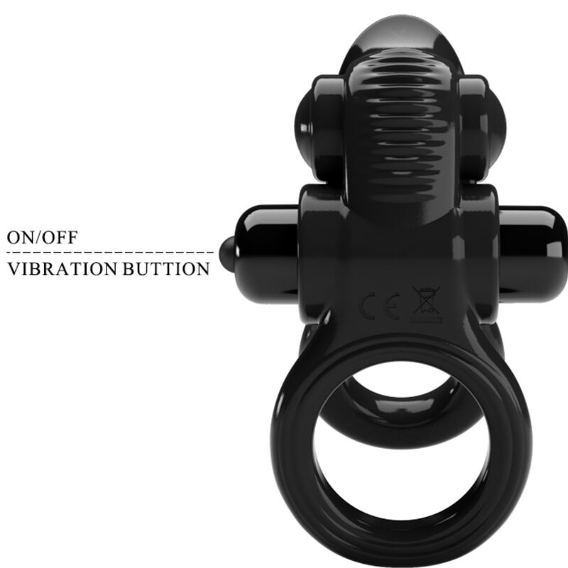 PRETTY LOVE - PASSIONATE RING DOUBLE VIBRATING RING + CLITORIS STIMULATOR BLACK - Toys "n" Us