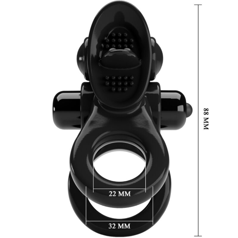 PRETTY LOVE - PASSIONATE RING DOUBLE VIBRATING RING + CLITORIS STIMULATOR BLACK - Toys "n" Us