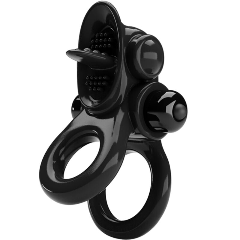 PRETTY LOVE - PASSIONATE RING DOUBLE VIBRATING RING + CLITORIS STIMULATOR BLACK - Toys "n" Us