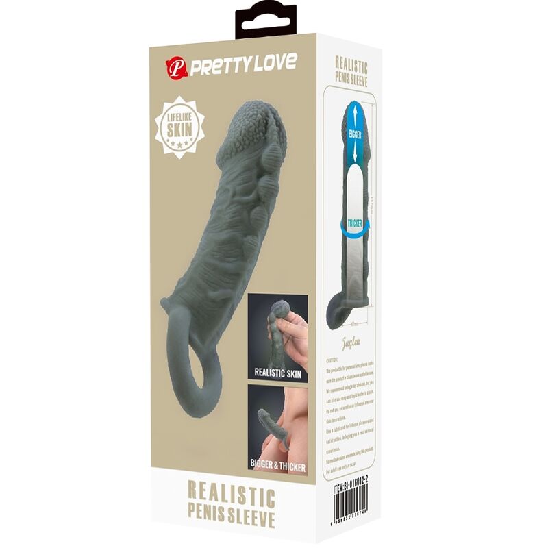 PRETTY LOVE - REALISTIC PENIS ENLARGER AND DELAY SLEEVE GREY - Toys "n" Us