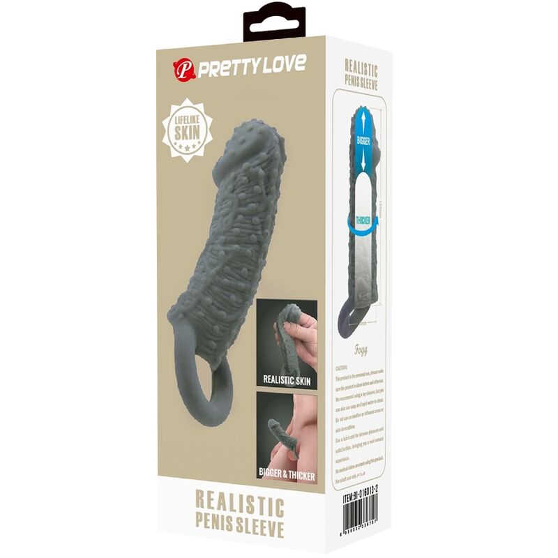 PRETTY LOVE - REALISTIC PENIS ENLARGER AND DELAY SLEEVE MODEL 2 GREY - Toys "n" Us