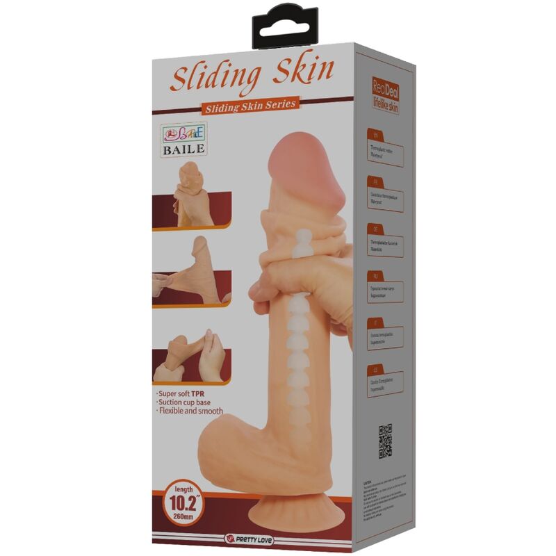PRETTY LOVE - SÉRIE SLIDING SKIN DILDO REALÍSTICO COM VENTOSA DESLIZANTE PELE CARNE 26 CM - Toys "n" Us