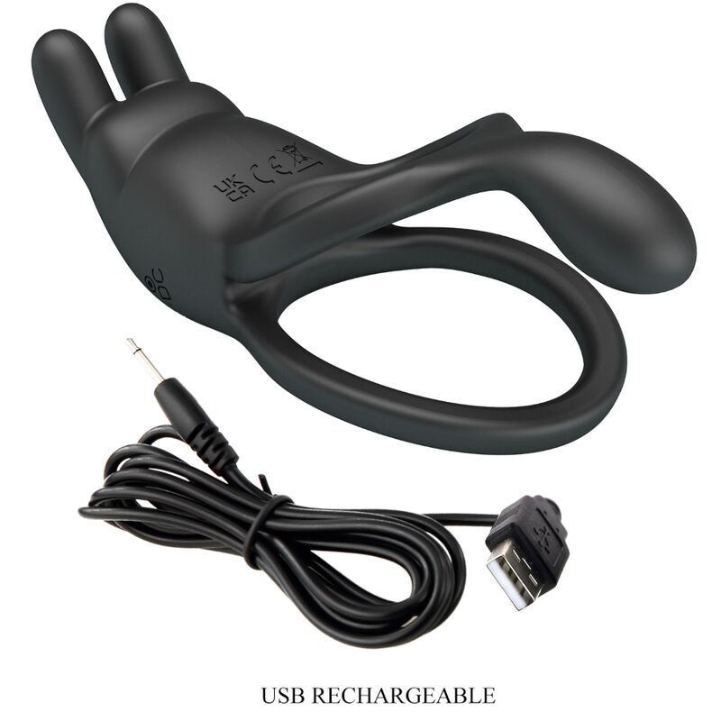 PRETTY LOVE - SETH DOUBLE VIBRATING RING RABBIT 7 VIBRATIONS BLACK - Toys "n" Us