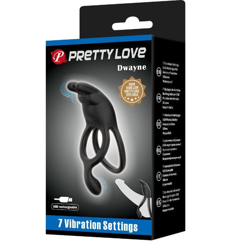 PRETTY LOVE - SETH DOUBLE VIBRATING RING RABBIT 7 VIBRATIONS BLACK - Toys "n" Us
