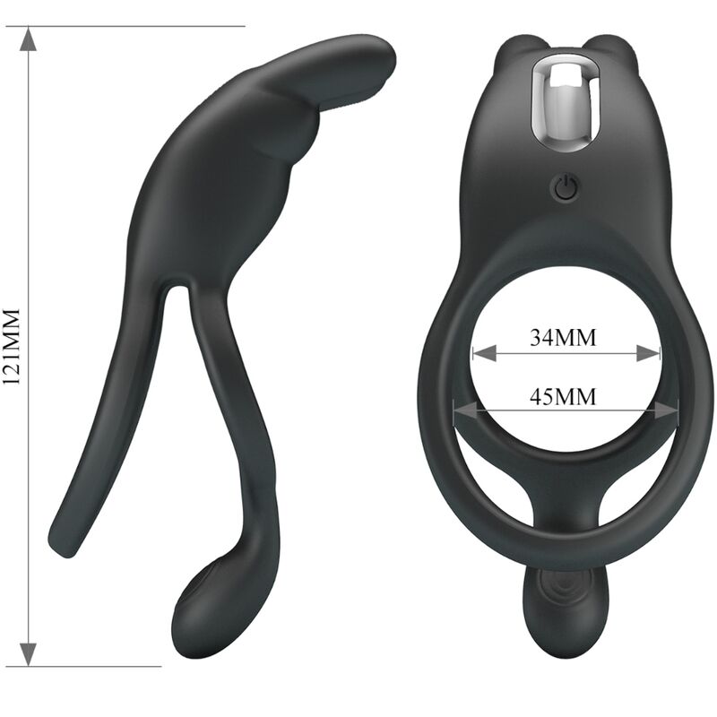 PRETTY LOVE - SETH DOUBLE VIBRATING RING RABBIT 7 VIBRATIONS BLACK - Toys "n" Us