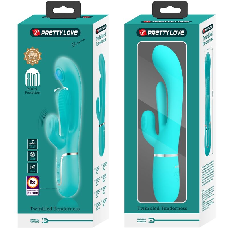 PRETTY LOVE - SHANIA TRIPLE RABBIT MULTIFUNCTION VIBRATOR 3 IN 1 BLUE - Toys "n" Us