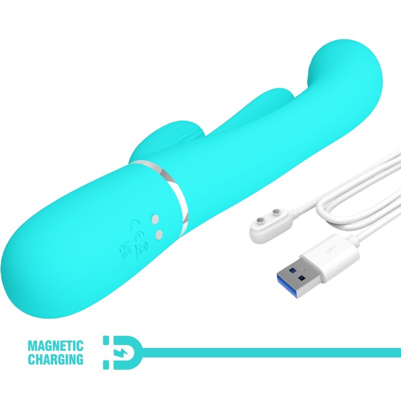 PRETTY LOVE - SHANIA TRIPLE RABBIT MULTIFUNCTION VIBRATOR 3 IN 1 BLUE - Toys "n" Us