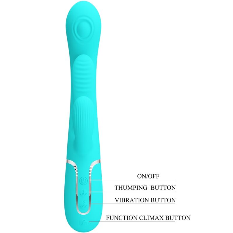PRETTY LOVE - SHANIA TRIPLE RABBIT MULTIFUNCTION VIBRATOR 3 IN 1 BLUE - Toys "n" Us