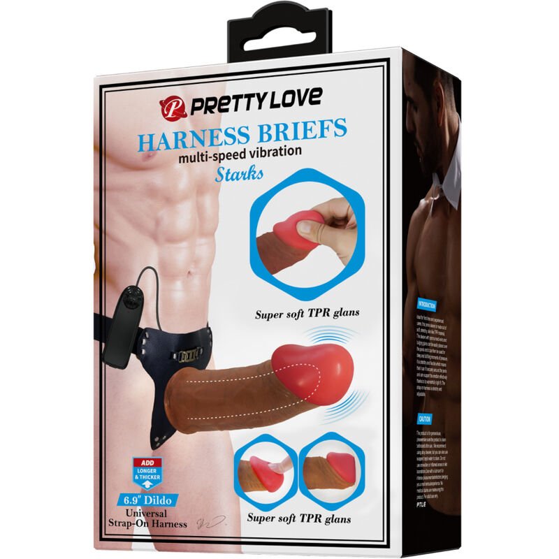 PRETTY LOVE - STARKS CUECAS DE ARNÊS DILDO VIBRAO MULTI - VELOCIDADE 17,5 CM CASTANHO CLARO - Toys "n" Us