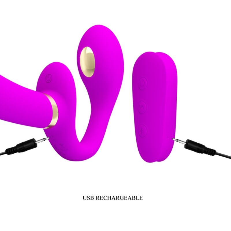 PRETTY LOVE - THUNDERBIRD DOUBLE STRAP - ON VIBRATOR REMOTE CONTROL PURPLE - Toys "n" Us
